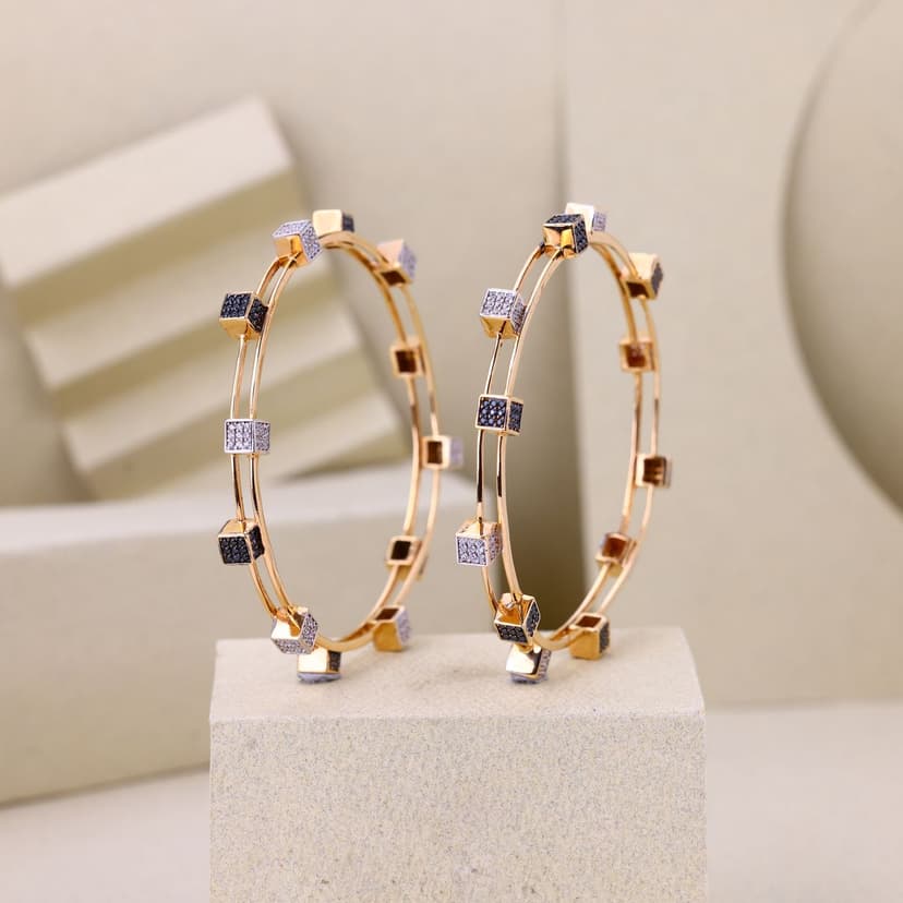 Architectural Cube Bangles 18KT