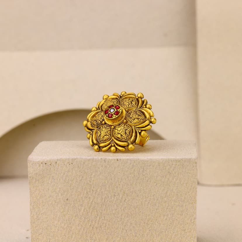 Lotus Blossom Antique Ring 22KT