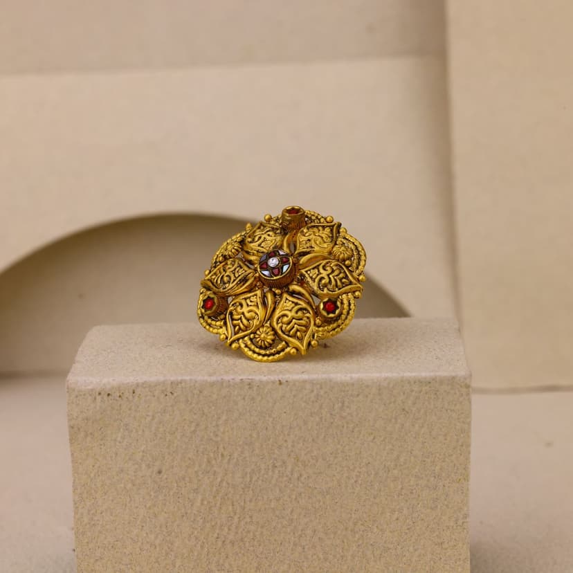 Royal Mandala Bloom Antique Ring 22KT