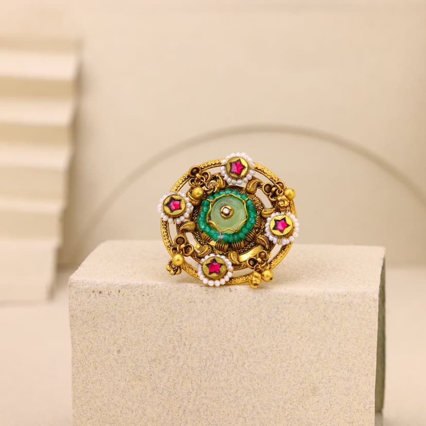 Ruby Bloom Dangle Heritage Ring 22KT