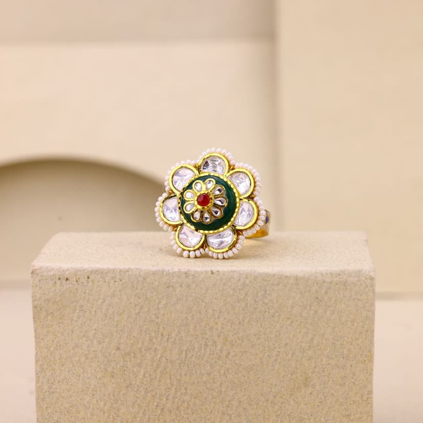 Kundan Pushp Heritage Ring 22KT