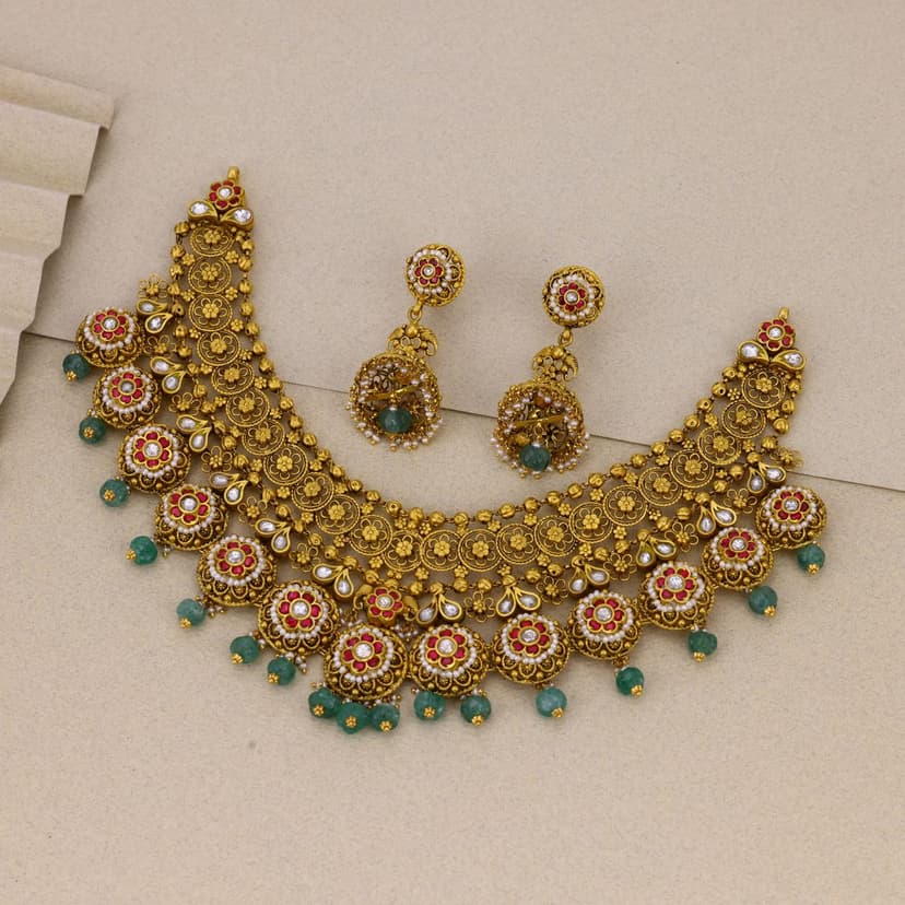 Vasundhara Viraasat Antique Necklace 22KT