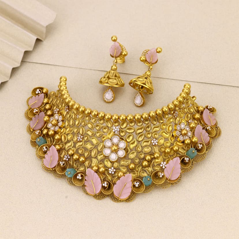 Aureline Blossom Antique Necklace 22KT