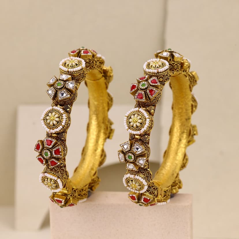 Pushkara Veenaroha Antique Bangles 22KT
