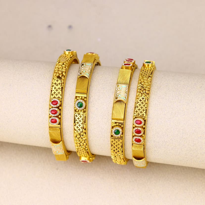 Sutrashree Kundan Meenakari Antique Bangles Set 22KT