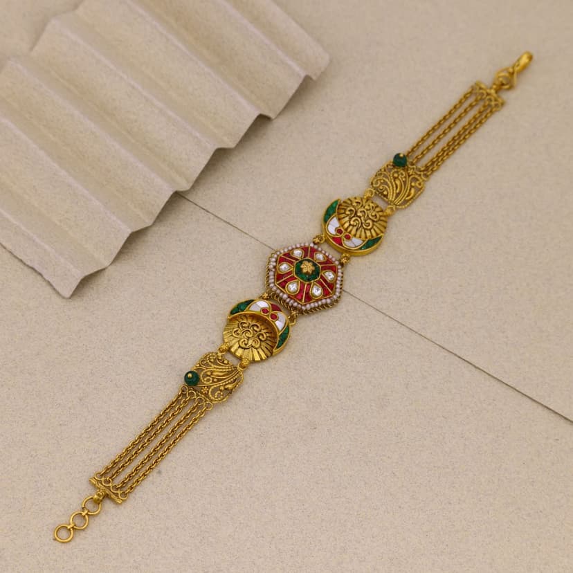 Svarnaprīti Mandala Antique Bracelet 22KT