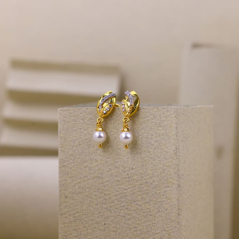 Sylvara Elowen Pearl Drop Earrings 22KT