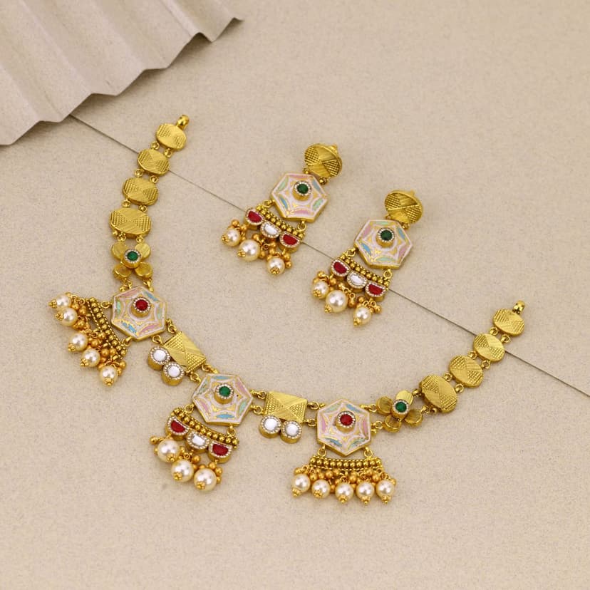 Kanakprabha Anvaya Antique Necklace 22KT