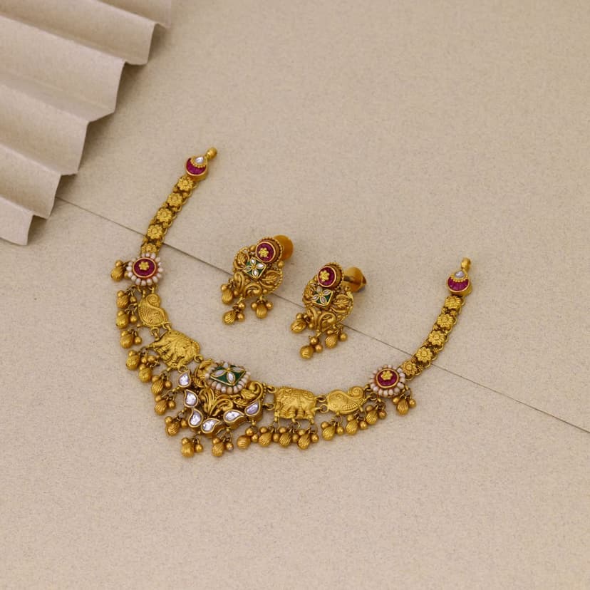 Gajamudrika Heritage Necklace 22KT