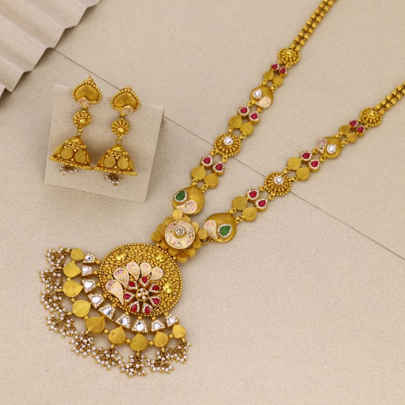 Pushpashilpika Antique Necklace 22KT