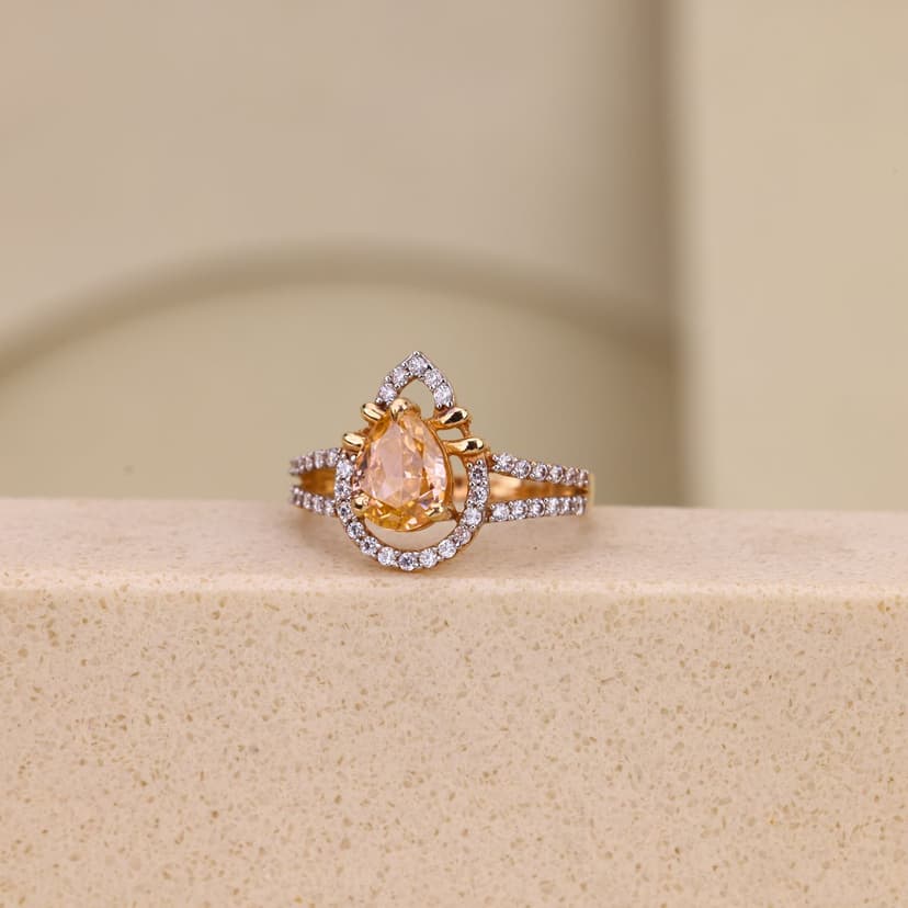 Aurelis Emberdrop Halo Ring 18KT