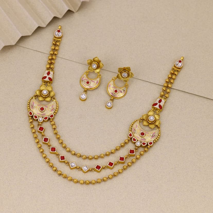 Raktachandra Varnika Antique Necklace 22KT