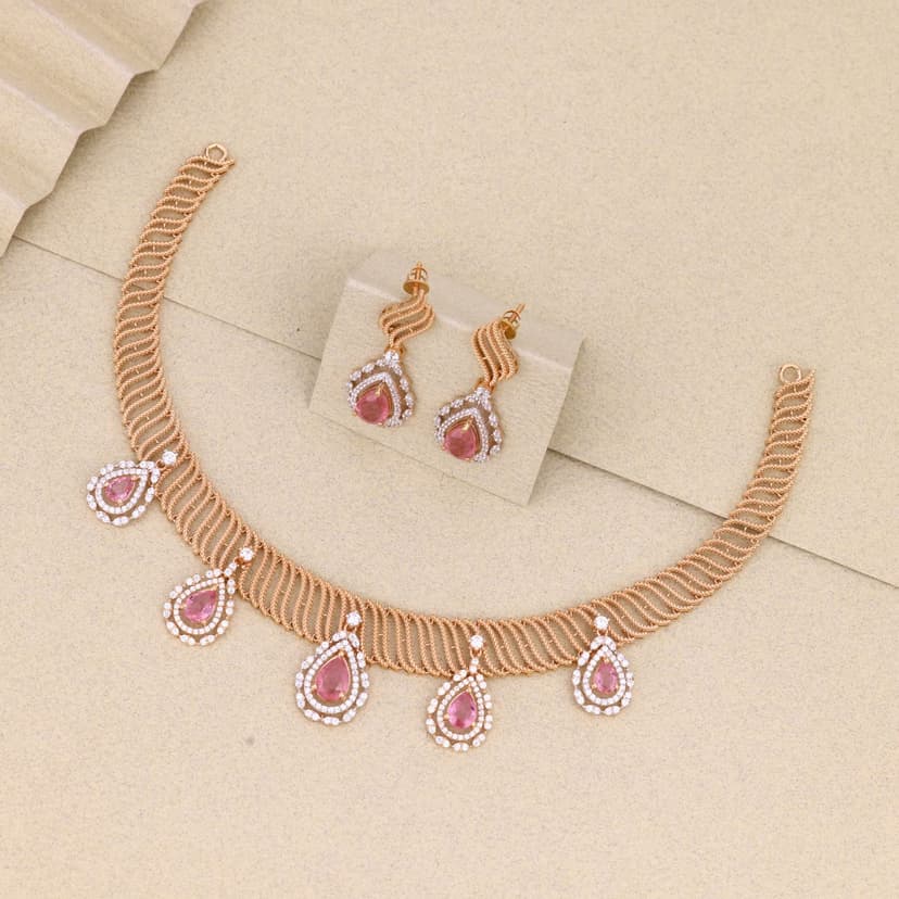 Auralisse Rosé Cascade Necklace 18KT