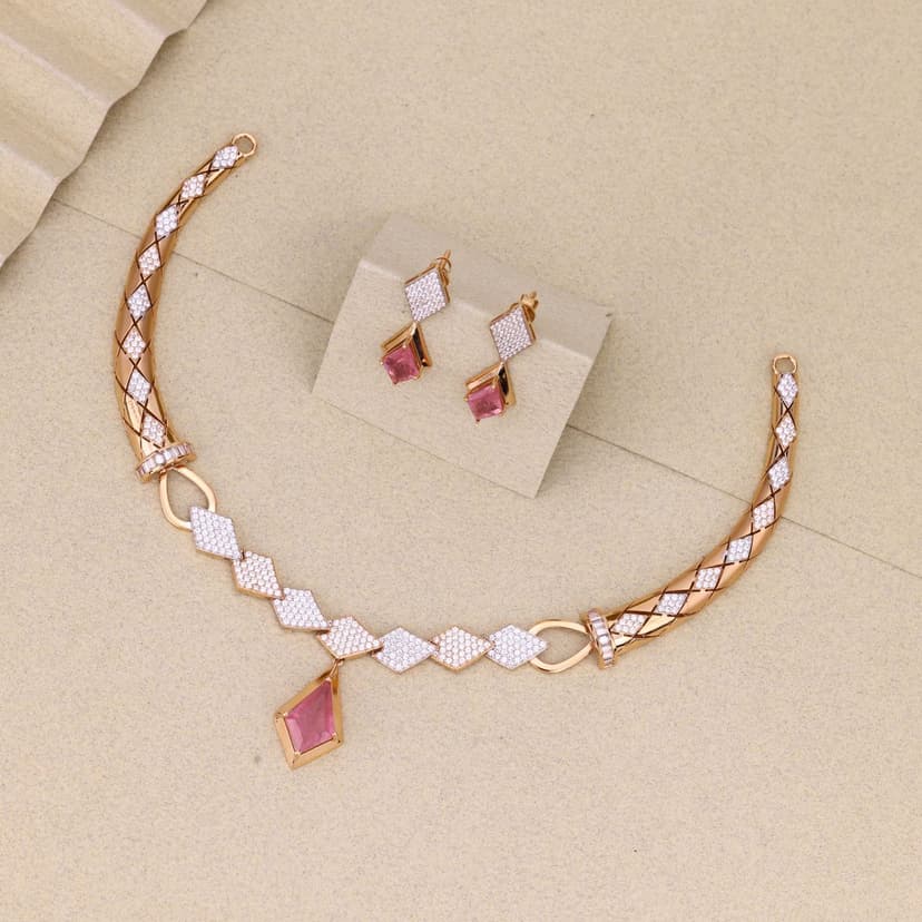 Rhombelle Blush Tapestry Necklace 18KT