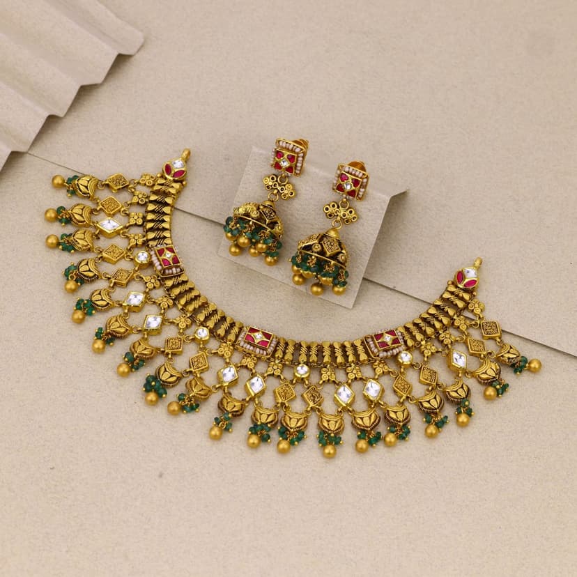 Rudrisha Ratnavaali Antique Necklace 22KT