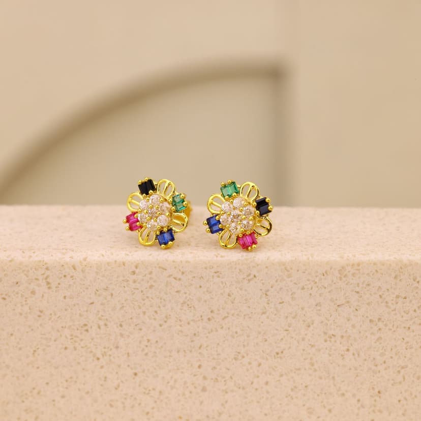 Aureflora Prism Halo Earrings 18KT