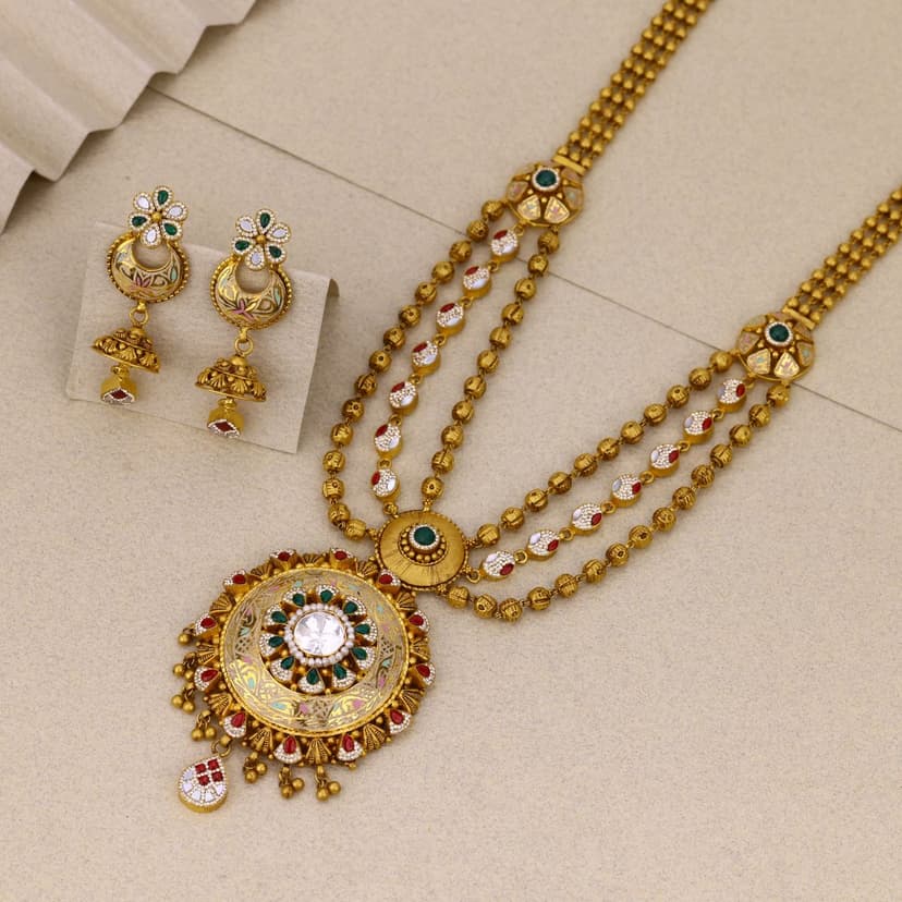 Vajreshwari Mrinalika Antique Necklace 22KT