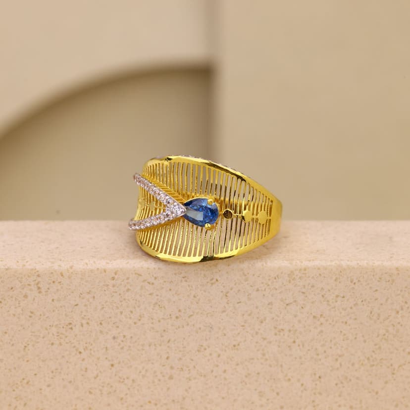 Neelvritta V-Embrace Cocktail Ring 22KT