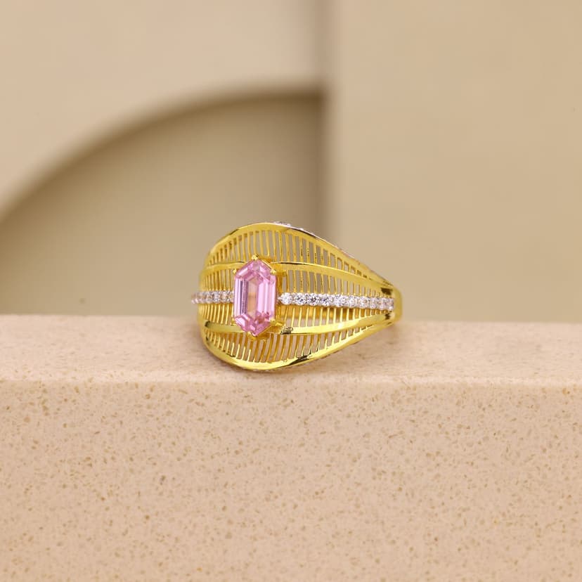 Pinkora Stria Cocktail Ring 22KT