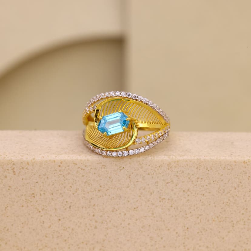 Caelora Azure Weave Cocktail Ring 22KT