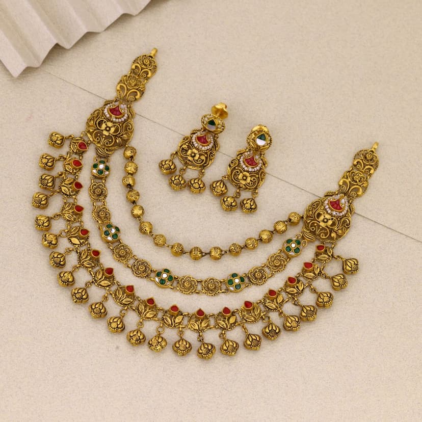 Svarnanjali Antique Necklace 22KT