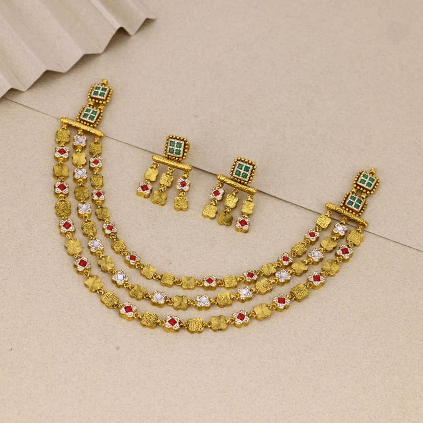 Dharohar Antique Necklace 22KT