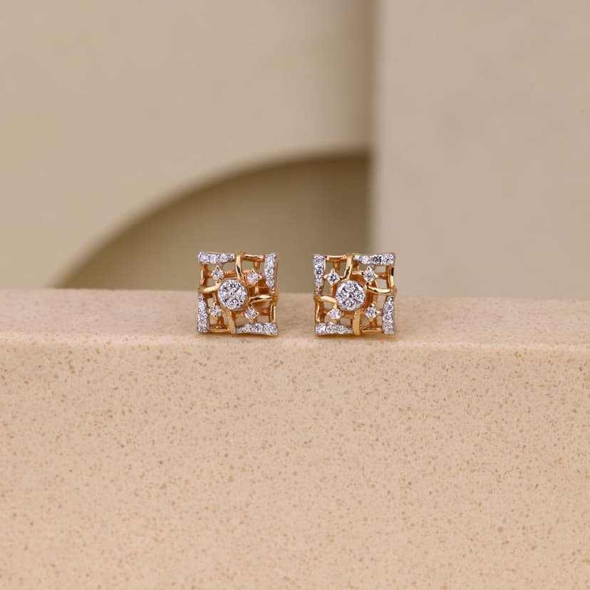 Rosara Lattice Glow Earrings 18KT