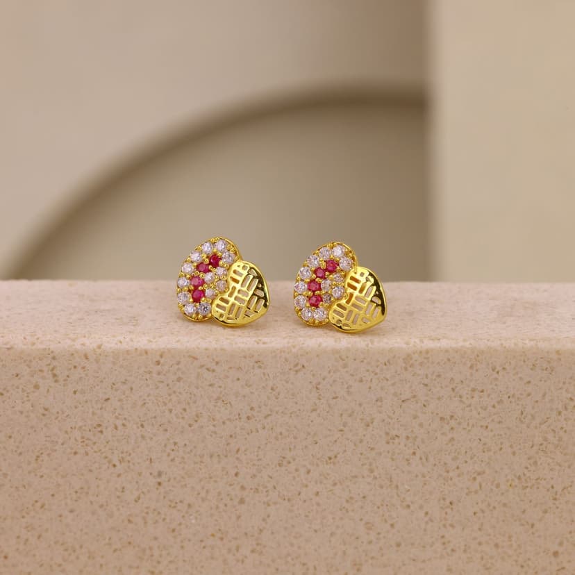 Twin Heart Glow Earrings 18KT