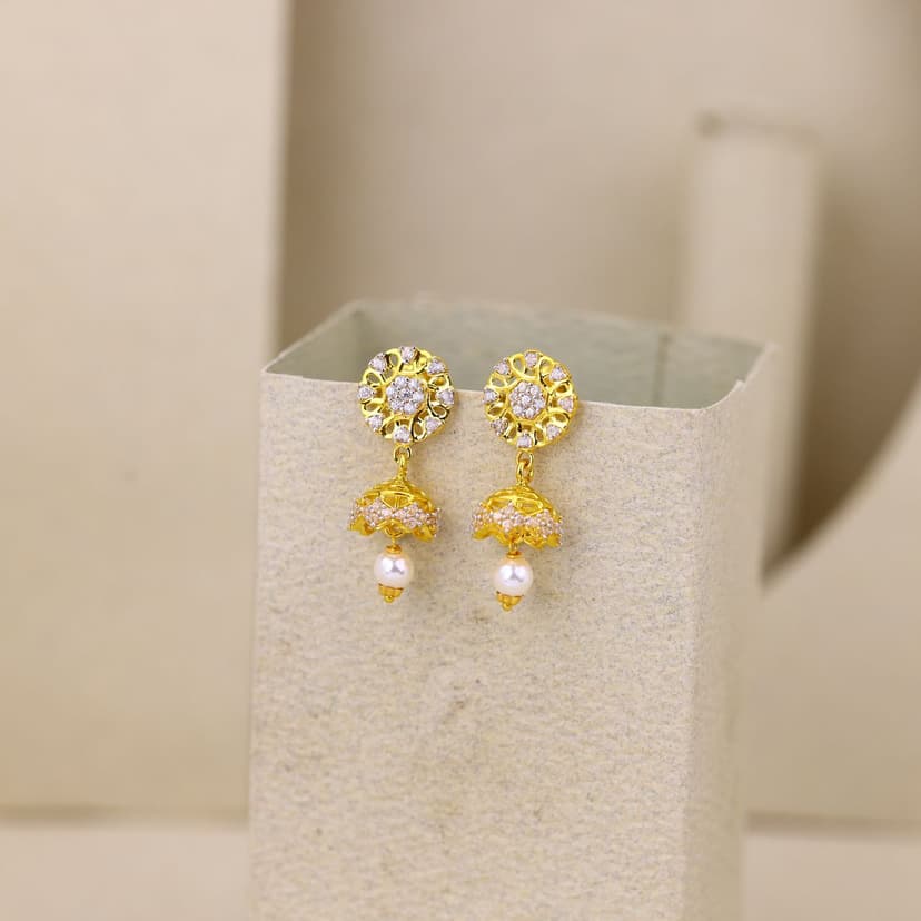 Orlisse Bloom Jhumka Earrings 18KT