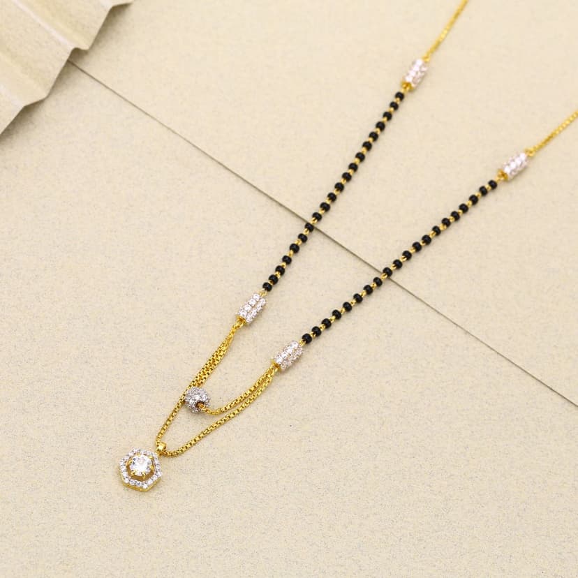 Aarunya Halo Drop Pendant Mangalsutra 22KT