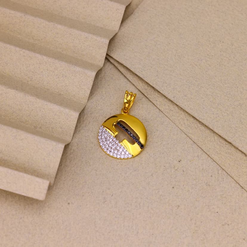 Noir Crest Disc Pendant 22KT