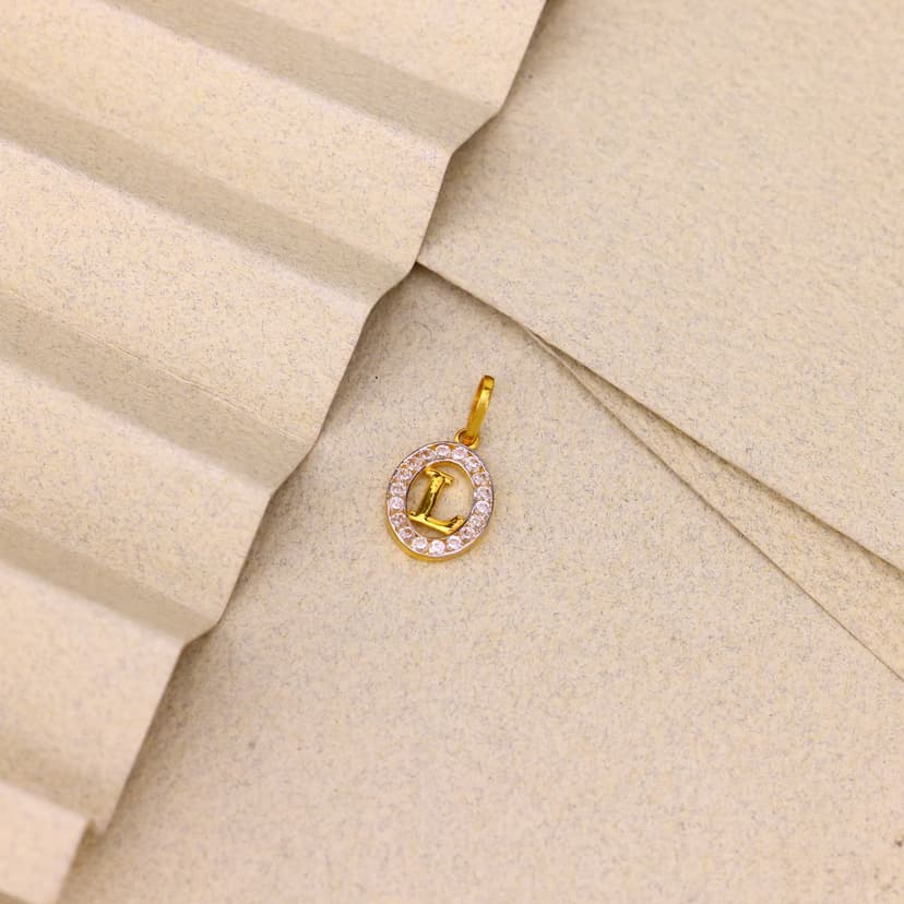 Lumora Circle “L” Pendant 22KT