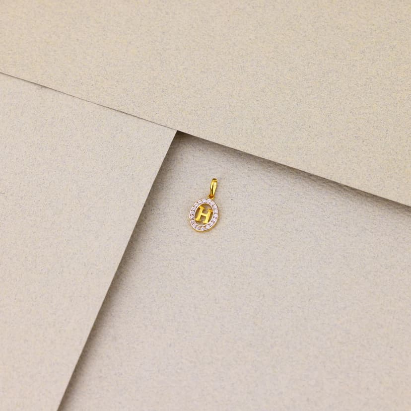 Aurielle Halo “H” Pendant 22KT