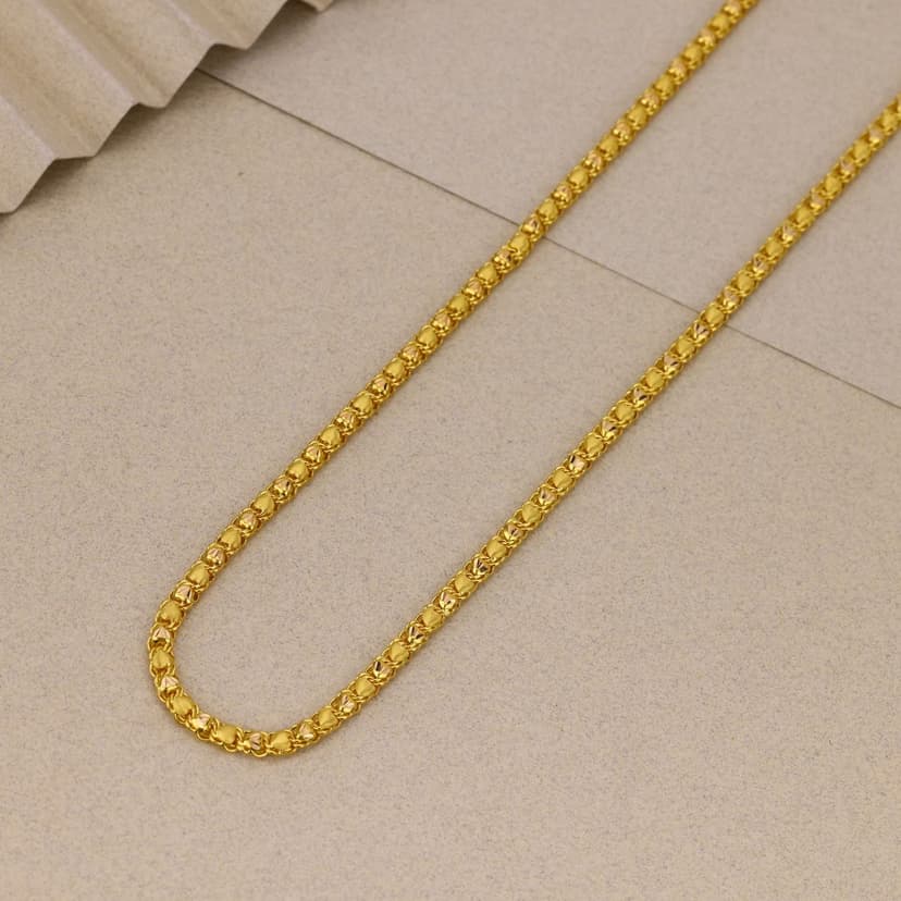 Designer Heart Motif Link Chain 22KT
