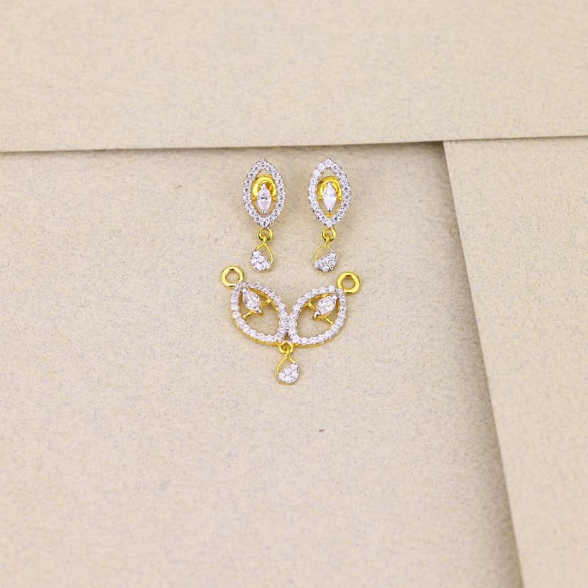 Aarivelle Twin Leaf Grace MS Pendant Set 22KT
