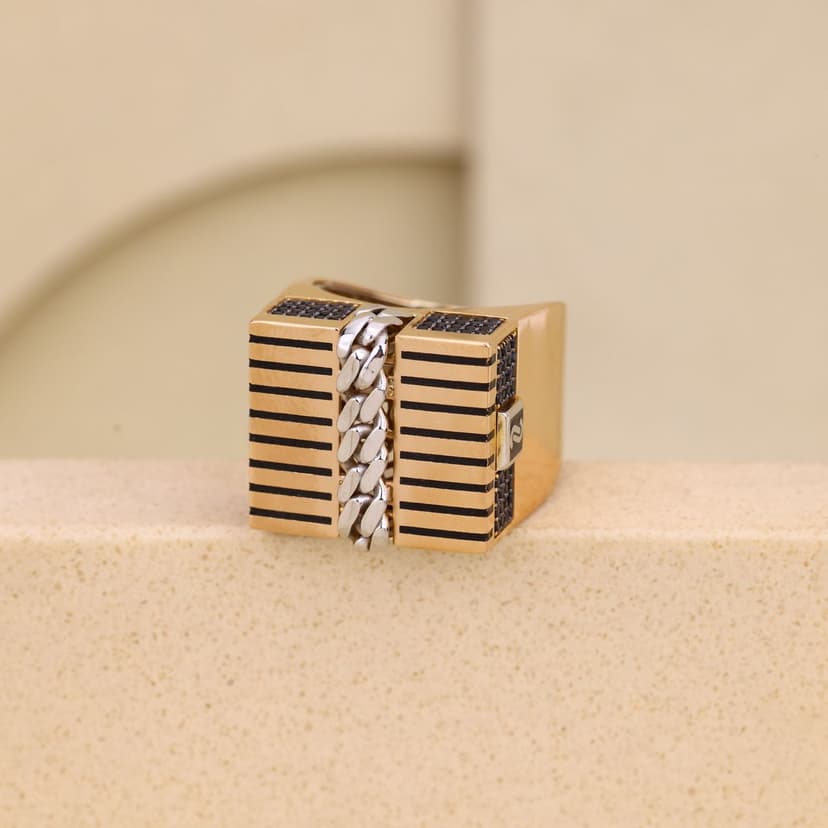 Kryntor Link Forge Geometric Gents Ring 18KT