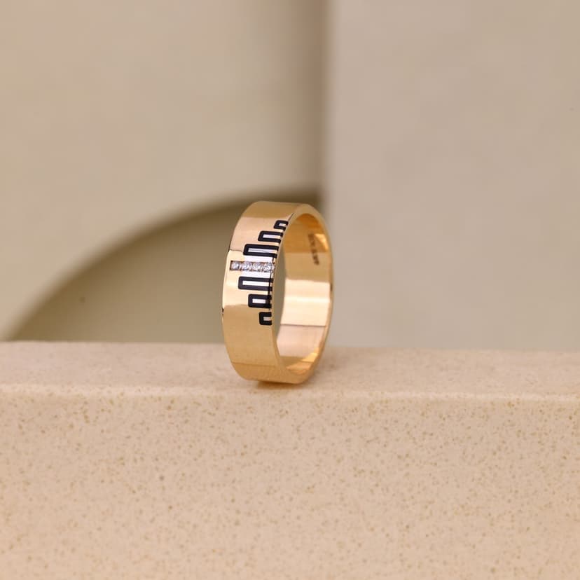 Kyntrix Pulse Line Band-Style Gents Ring 18KT