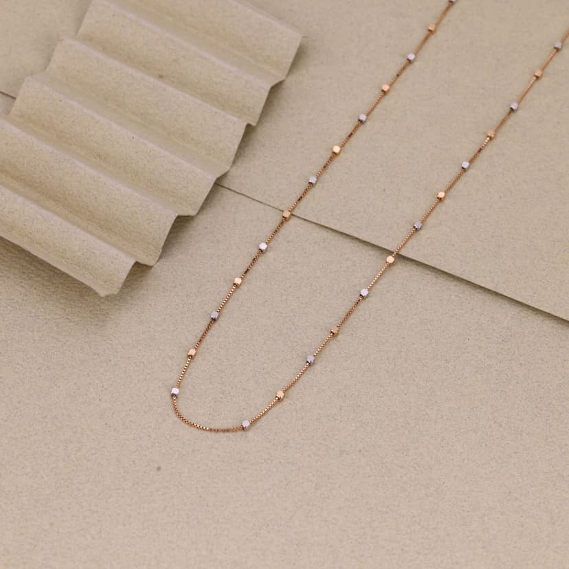 Elyra Dual-Bead Station Box Chain 18KT