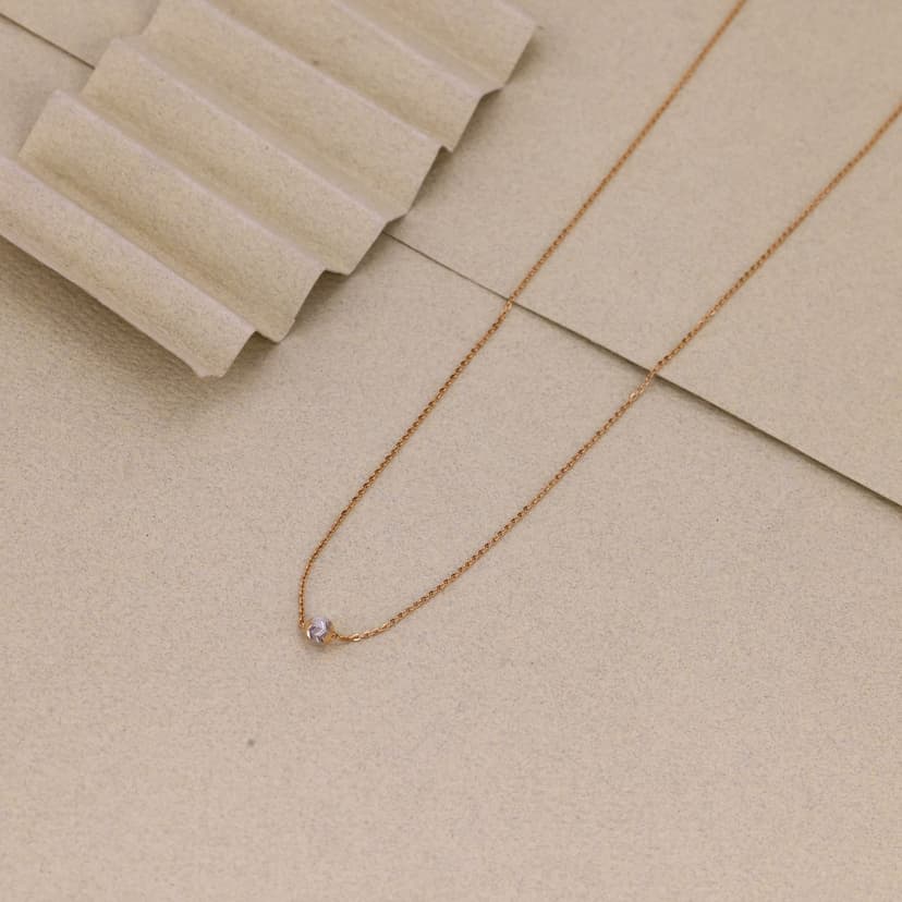 Elaria Solitaire Facet Bead Cable Chain 18KT