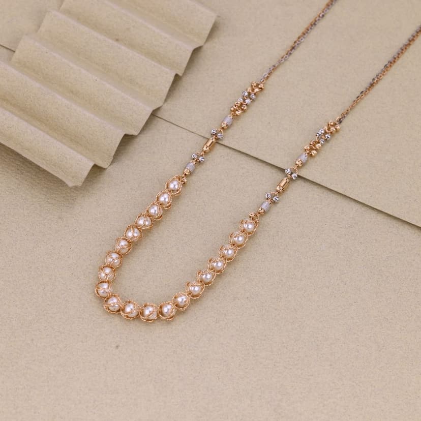 Roselune Pearl Cascade Designer Chain 18KT