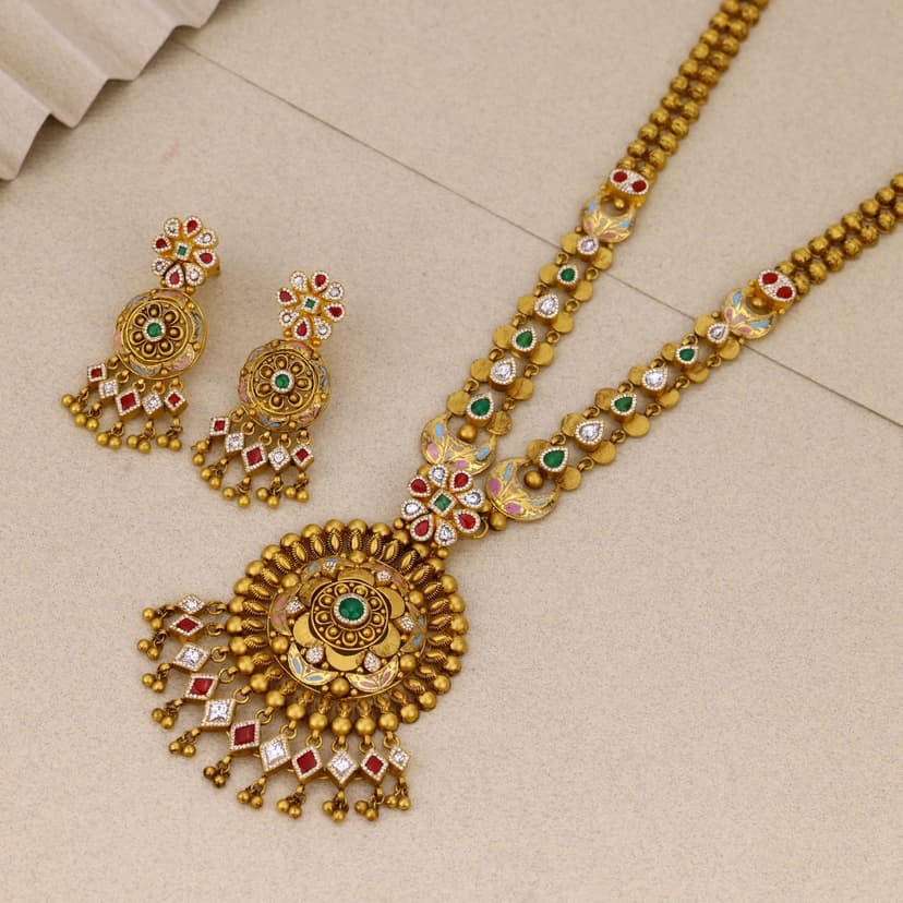 Padmavarnika Antique Necklace 22KT