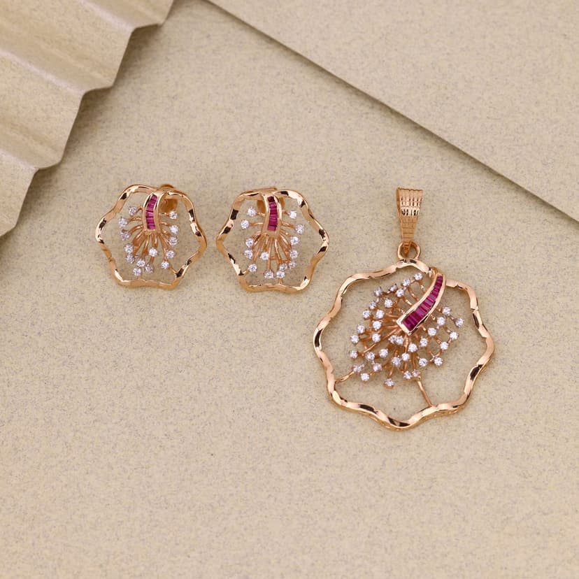 Rosé Petaline Bloom Pendant Set 18KT