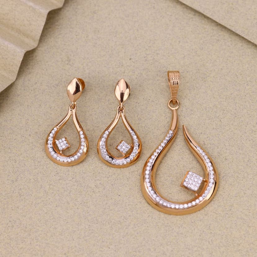 Rosé Aurelia Curve Pendant Set 18KT