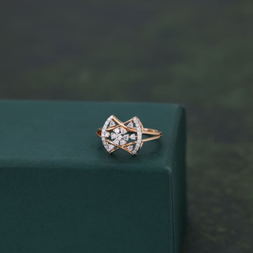 Florique Geometric Real Diamond Ring 14KT