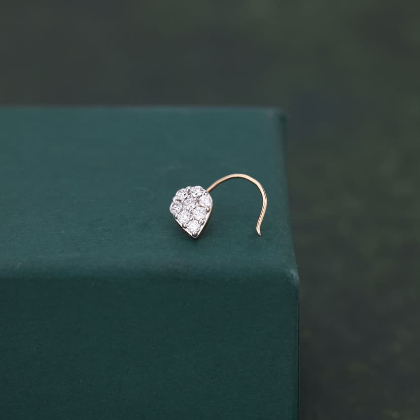 Teardrop Cluster Real Diamond Nose Pin 14KT