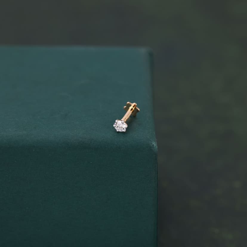 Flora Dot Real Diamond Nose Pin 14KT