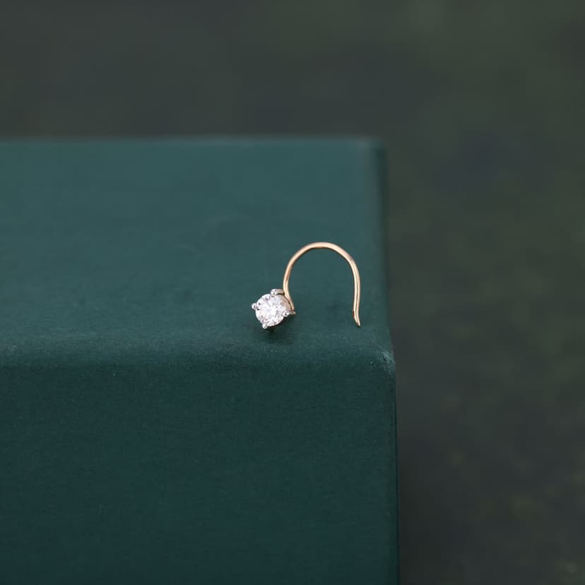 Celestia Solitaire Real Diamond Nose Pin 14KT
