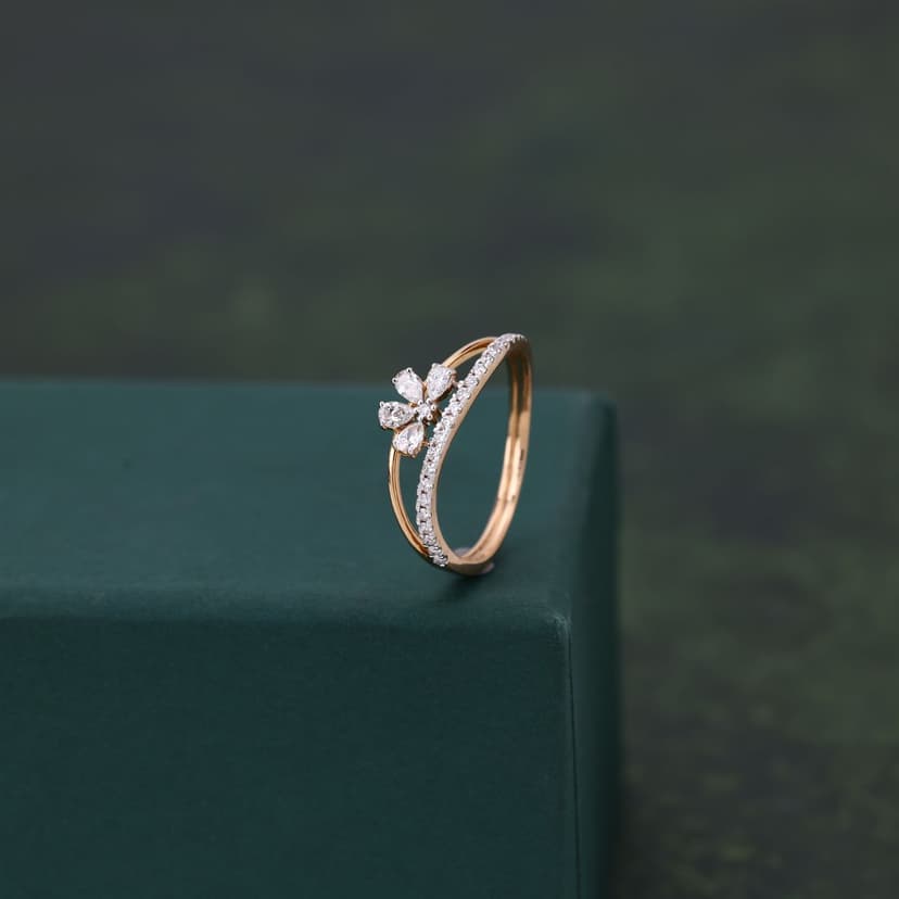 Floret Real Diamond Ring 14KT