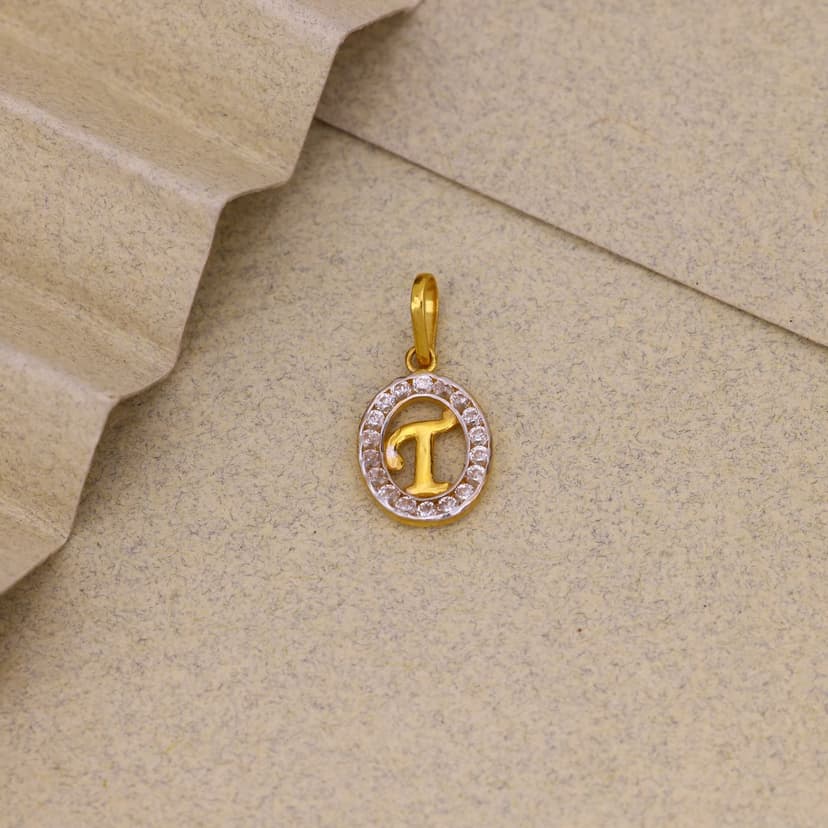 Celestia T Initial Pendant 22KT