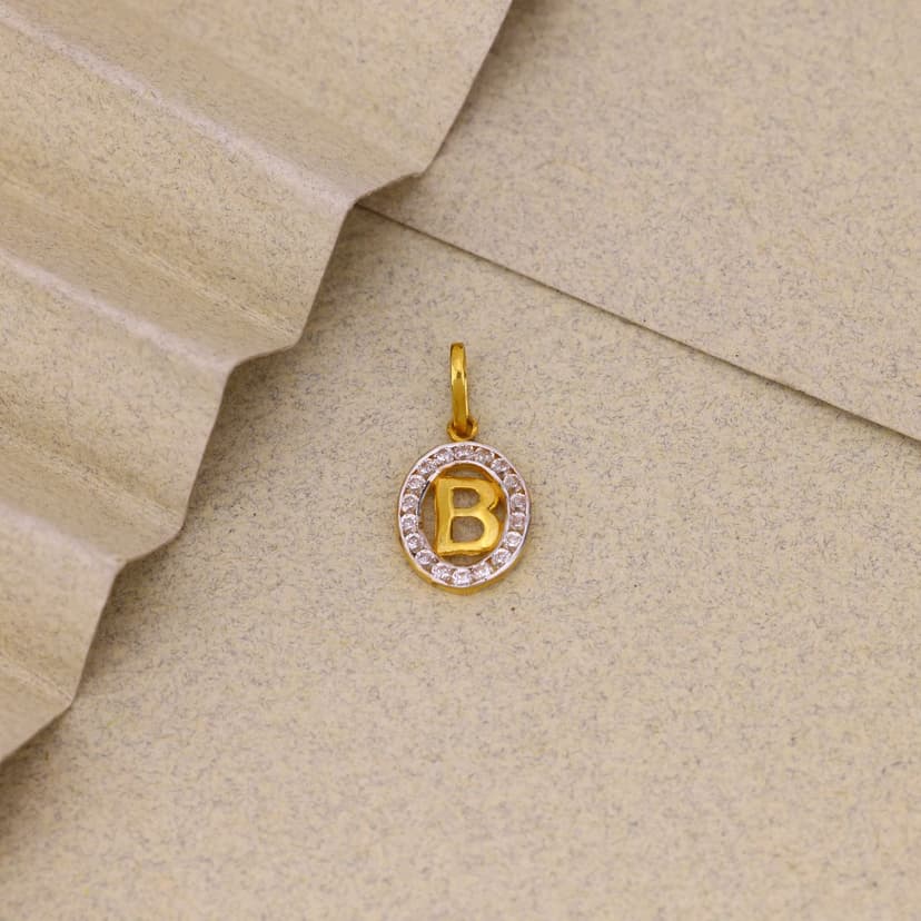 Aurelle B Initial Pendant 22KT